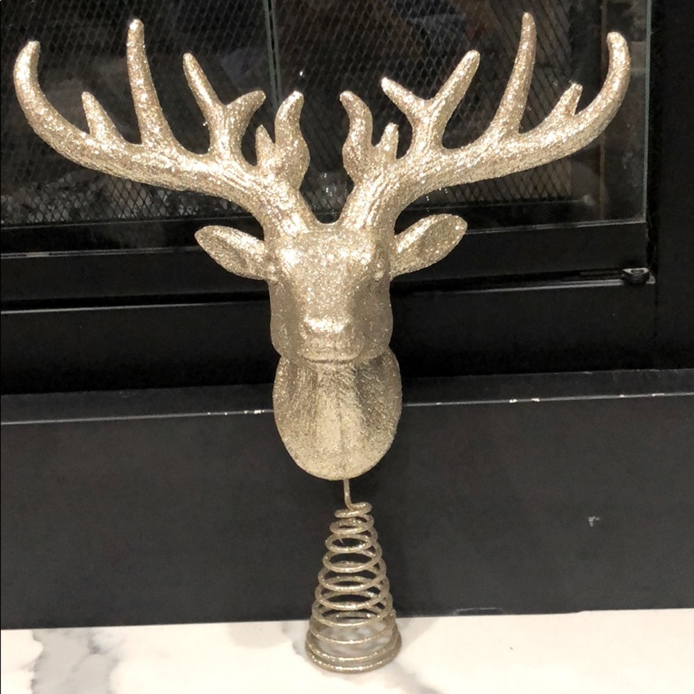 NWOT Silver Glitter Reindeer Bust Tree Topper